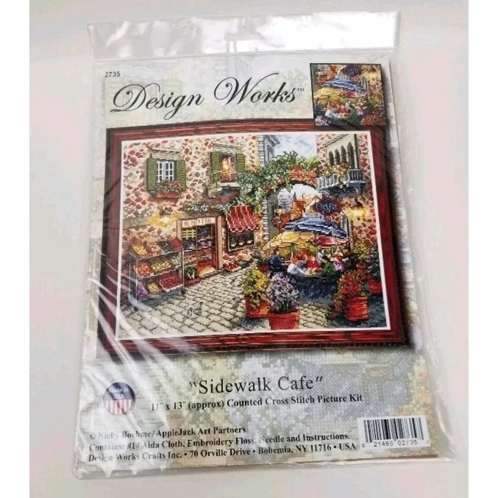 NEW Design Works Counted Cross Stitch Kit Sidewalk Cafe 2735 Nicky Behme